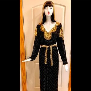 vintage Shomax sequined beaded dress with belt